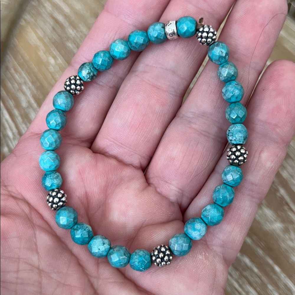 LAGOS Signature Caviar Five Station Sterling Turquoise Bead Bracelet - Picture 5 of 9